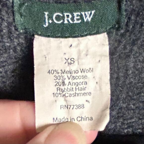 J.Crew sweater cardigan women's XS shawl Merino Angora Horse fisherman cable y2k - Picture 8 of 9